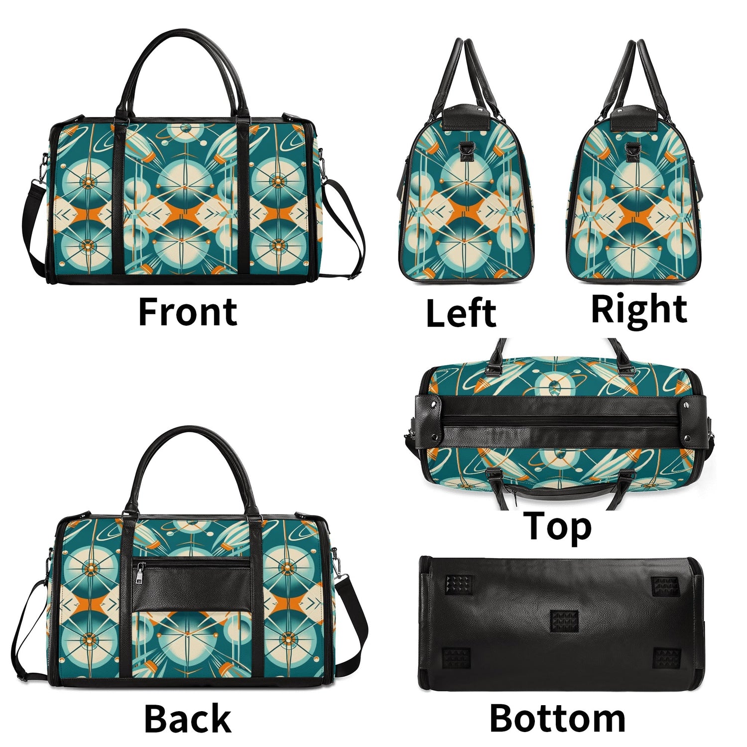 Mid Mod Retro Teal Space Age MCM Duffle Bag Foldable Travel Bag - Mid Century Modern Gal