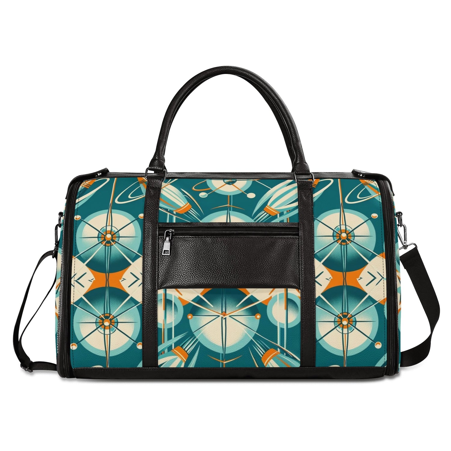 Mid Mod Retro Teal Space Age MCM Duffle Bag Foldable Travel Bag - Mid Century Modern Gal