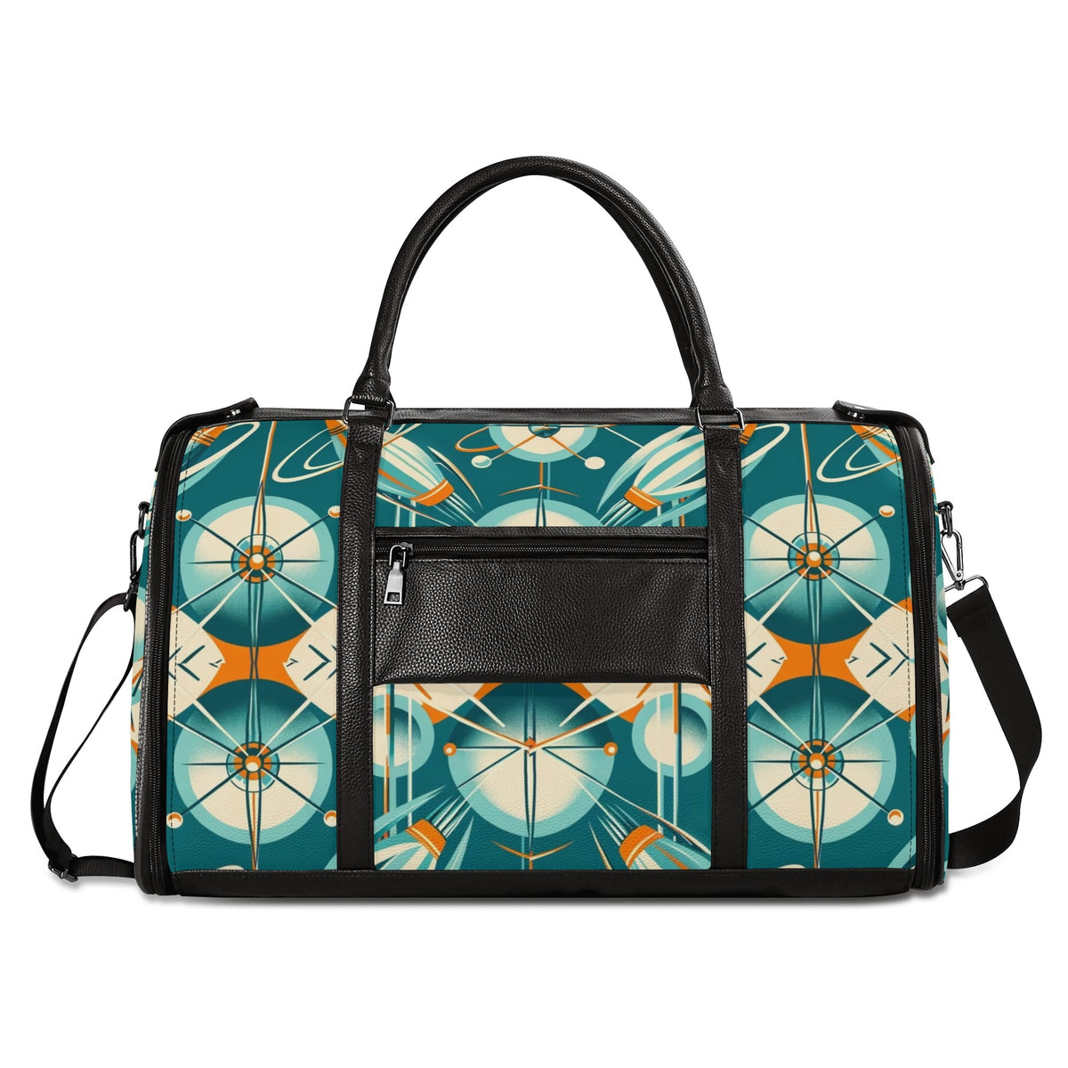Mid Mod Retro Teal Space Age MCM Duffle Bag Foldable Travel Bag - Mid Century Modern Gal