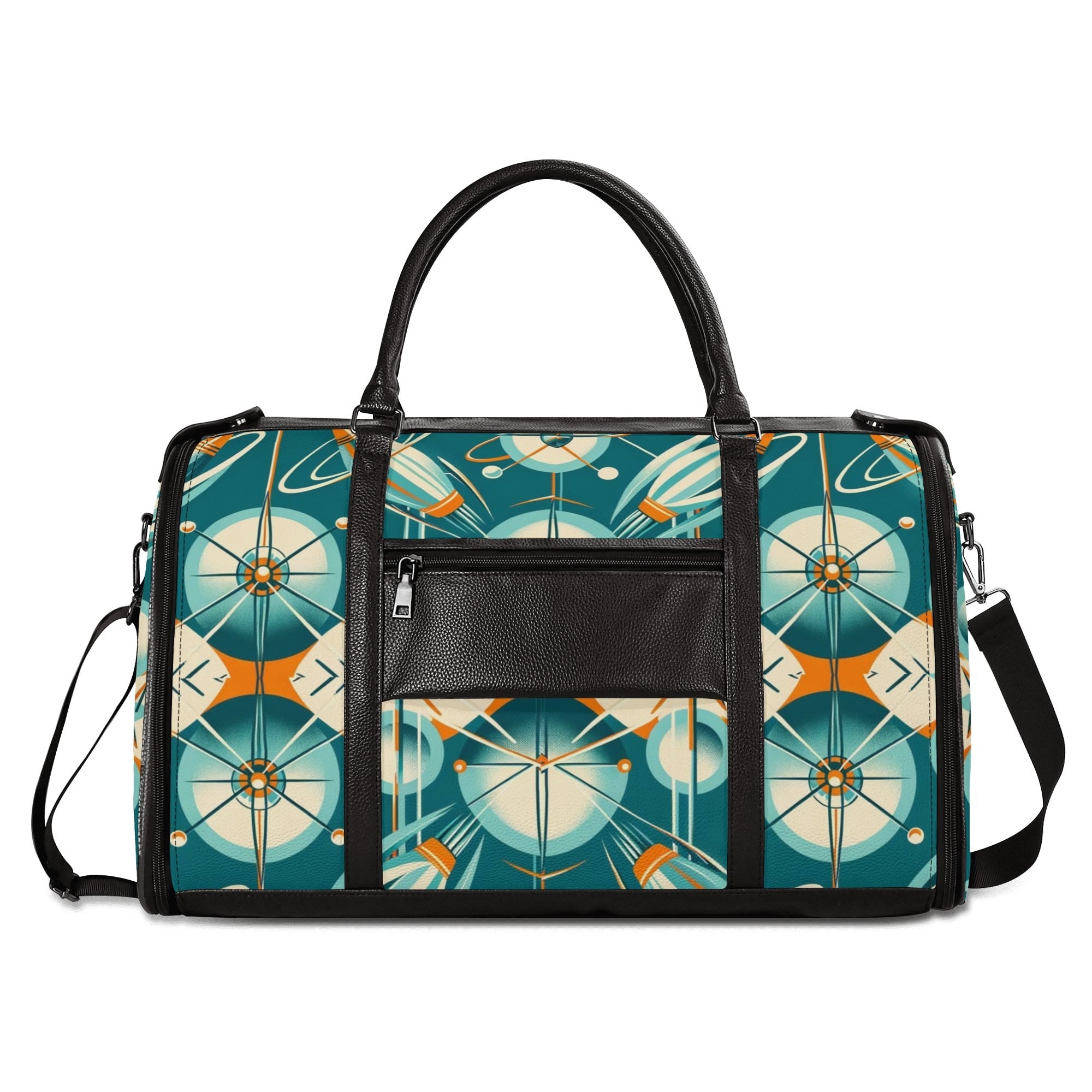 Mid Mod Retro Teal Space Age MCM Duffle Bag Foldable Travel Bag - Mid Century Modern Gal
