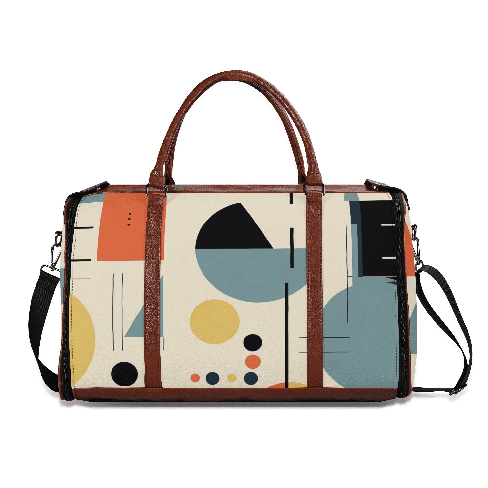 Mid Century Modern Bauhaus Mens Travel Duffle Bag, Trifold Designed MCM Foldable Travel Bag - Mid Century Modern Gal