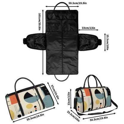 Mid Century Modern Bauhaus Mens Travel Duffle Bag, Trifold Designed MCM Foldable Travel Bag - Mid Century Modern Gal
