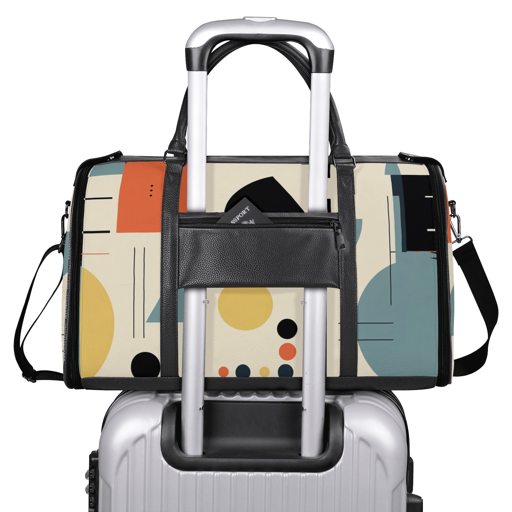 Mid Century Modern Bauhaus Mens Travel Duffle Bag, Trifold Designed MCM Foldable Travel Bag - Mid Century Modern Gal