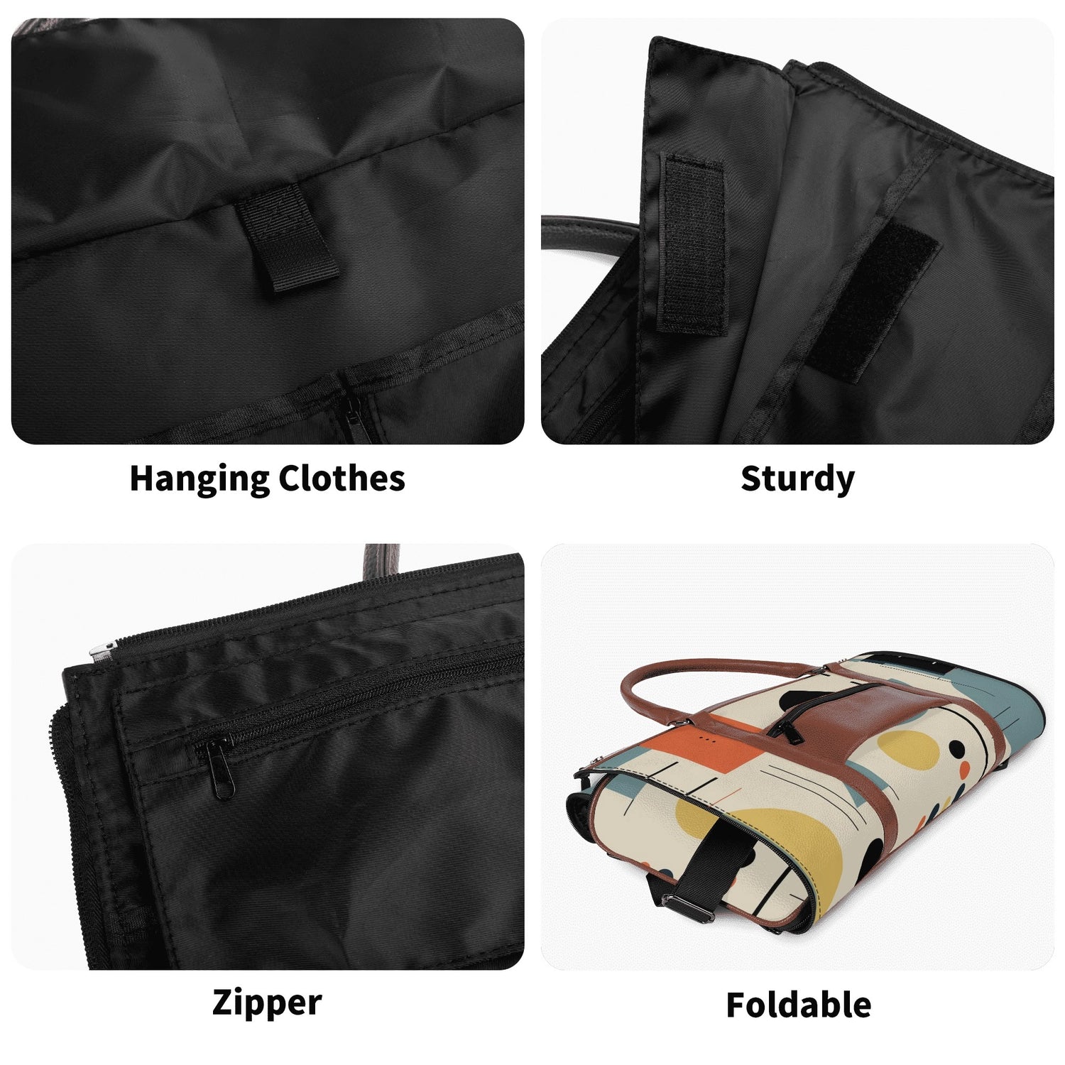 Mid Century Modern Bauhaus Mens Travel Duffle Bag, Trifold Designed MCM Foldable Travel Bag - Mid Century Modern Gal