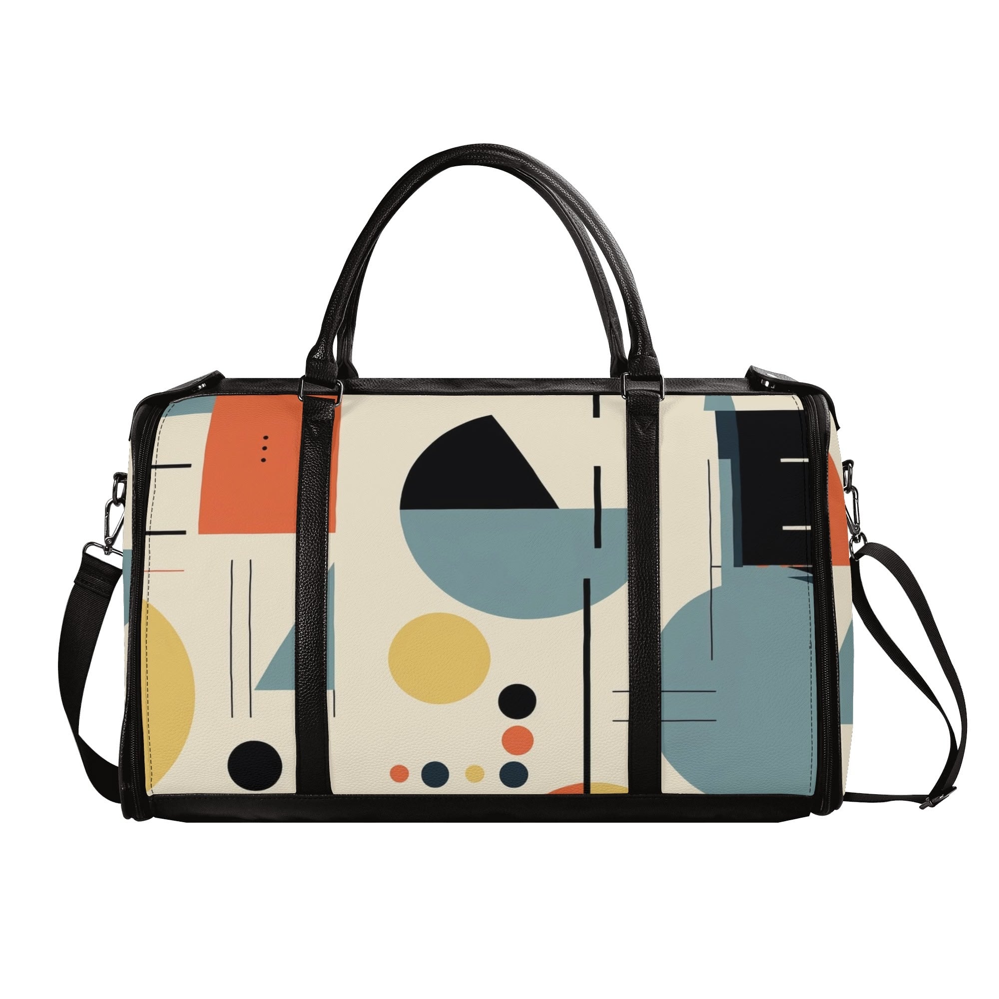 Mid Century Modern Bauhaus Mens Travel Duffle Bag, Trifold Designed MCM Foldable Travel Bag - Mid Century Modern Gal