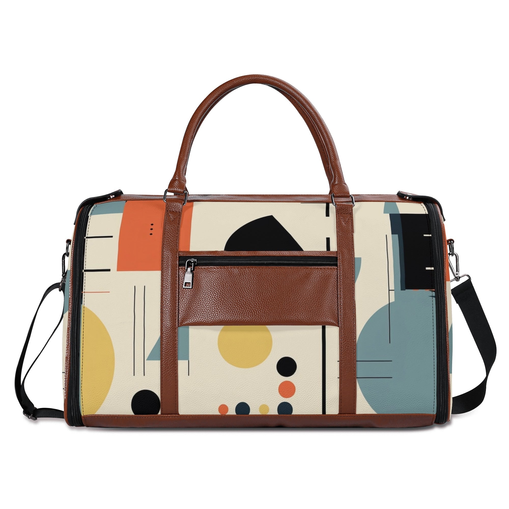 Mid Century Modern Bauhaus Mens Travel Duffle Bag, Trifold Designed MCM Foldable Travel Bag - Mid Century Modern Gal