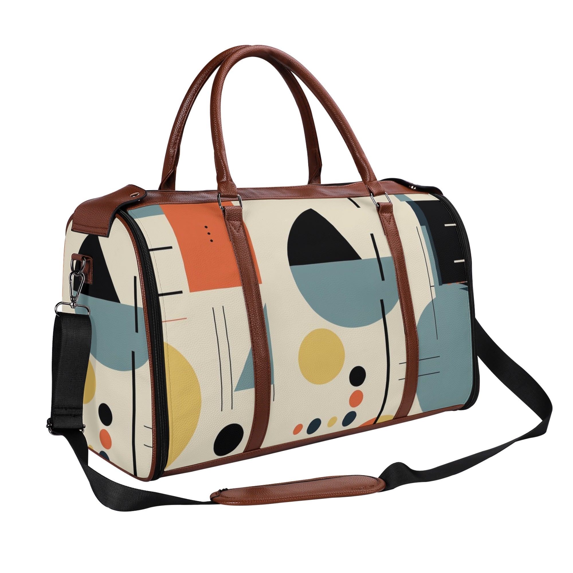 Mid Century Modern Bauhaus Mens Travel Duffle Bag, Trifold Designed MCM Foldable Travel Bag - Mid Century Modern Gal