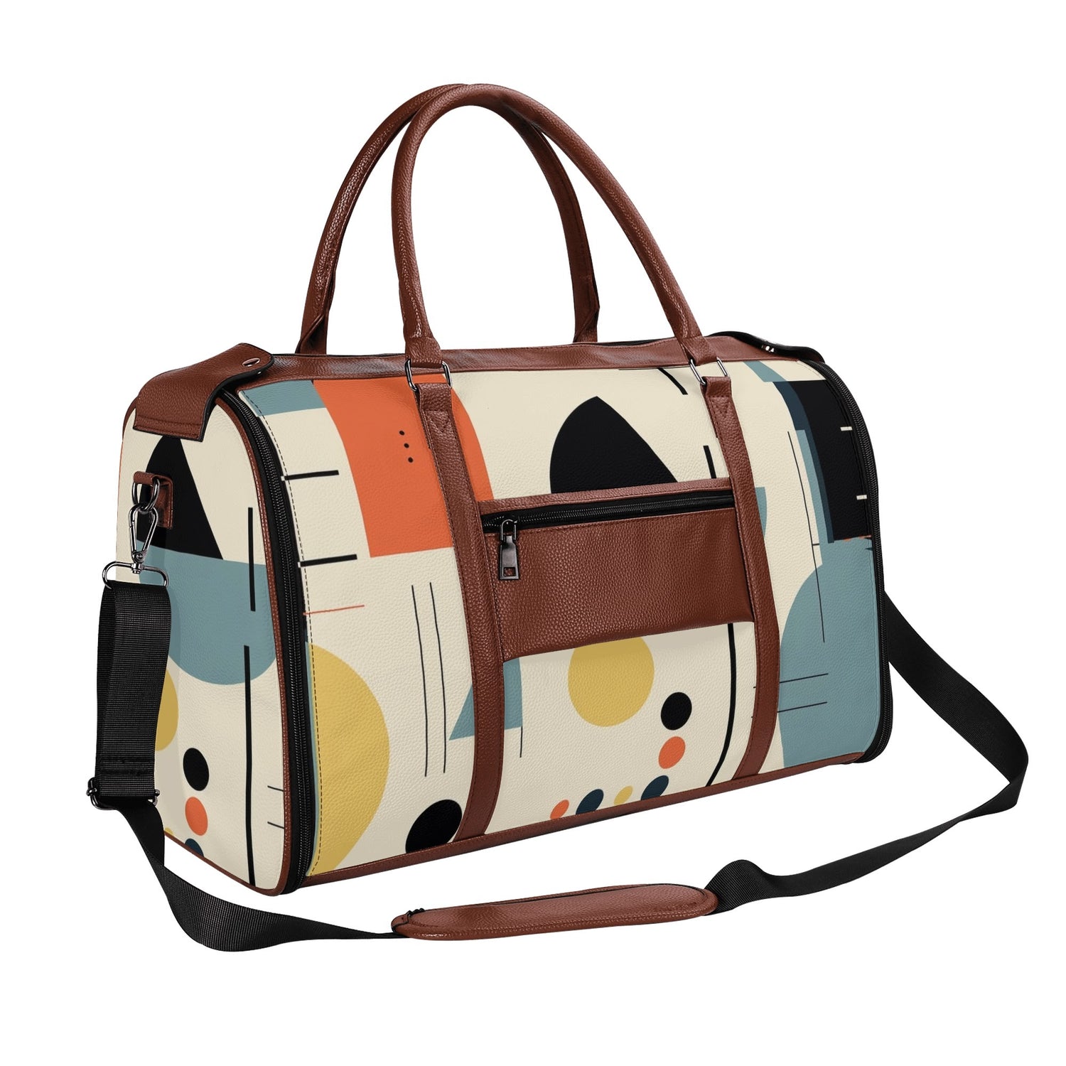 Mid Century Modern Bauhaus Mens Travel Duffle Bag, Trifold Designed MCM Foldable Travel Bag - Mid Century Modern Gal