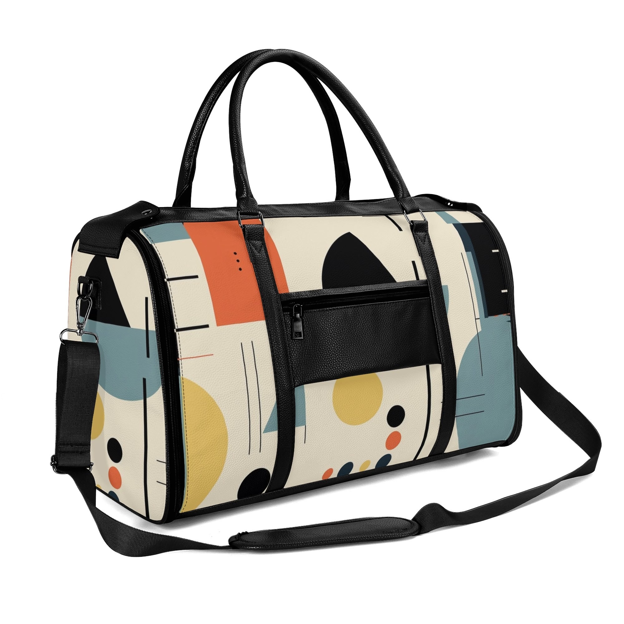 Mid Century Modern Bauhaus Mens Travel Duffle Bag, Trifold Designed MCM Foldable Travel Bag - Mid Century Modern Gal
