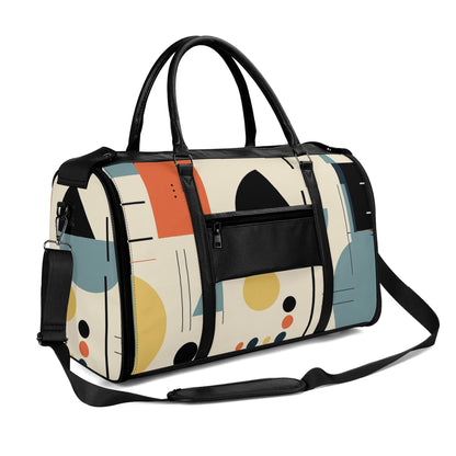 Mid Century Modern Bauhaus Mens Travel Duffle Bag, Trifold Designed MCM Foldable Travel Bag - Mid Century Modern Gal