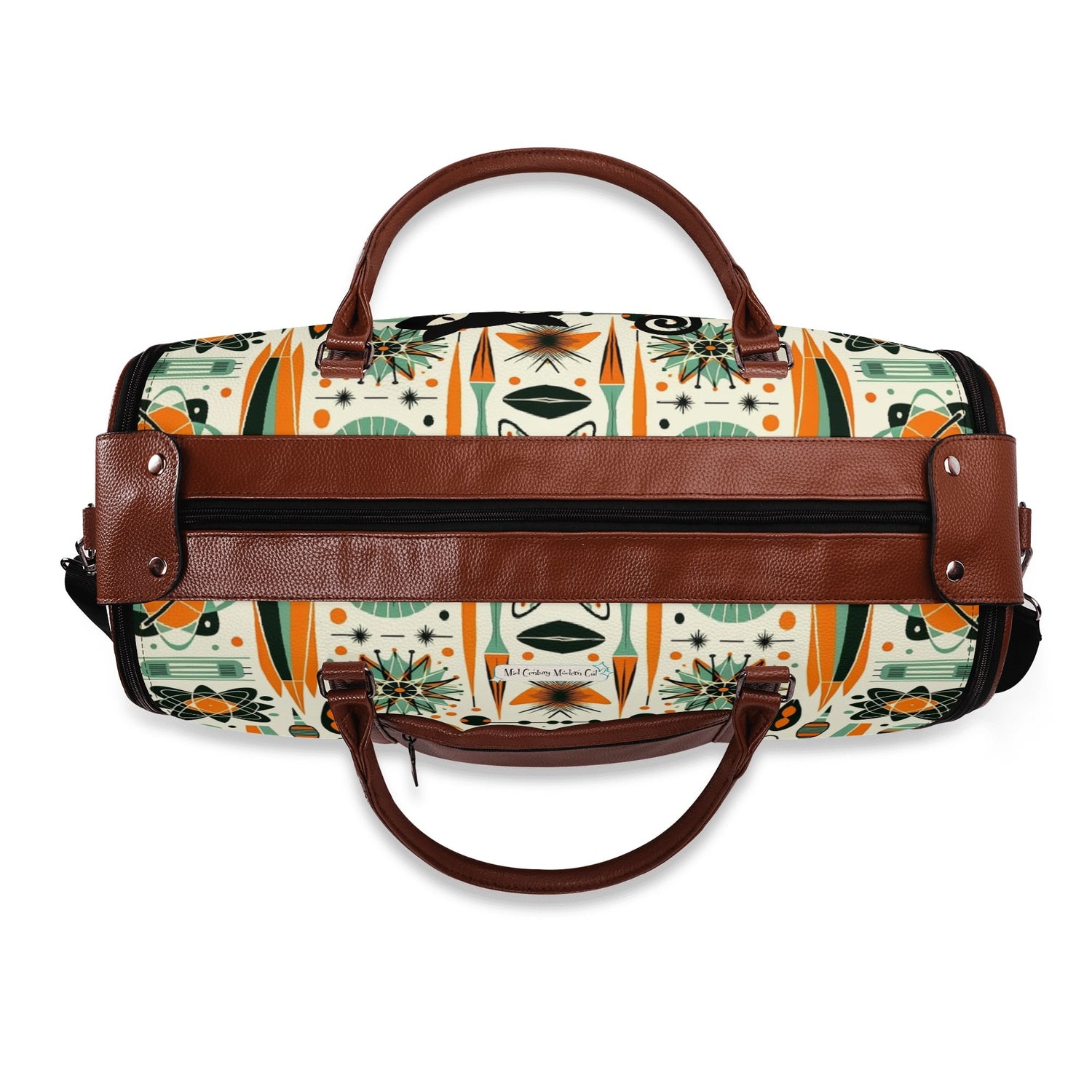 Atomic Space Cat, Mid Century Modern Space Age Duffle Bag Foldable Travel Bag - Mid Century Modern Gal