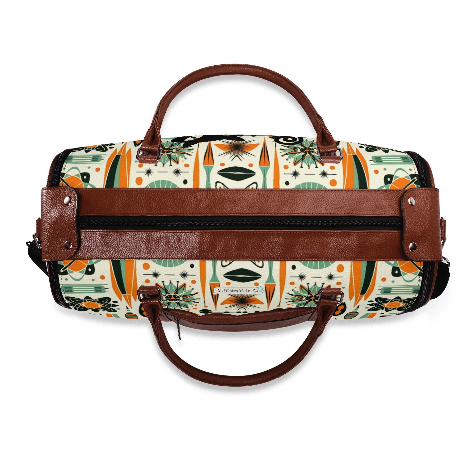 Atomic Space Cat, Mid Century Modern Space Age Duffle Bag Foldable Travel Bag - Mid Century Modern Gal