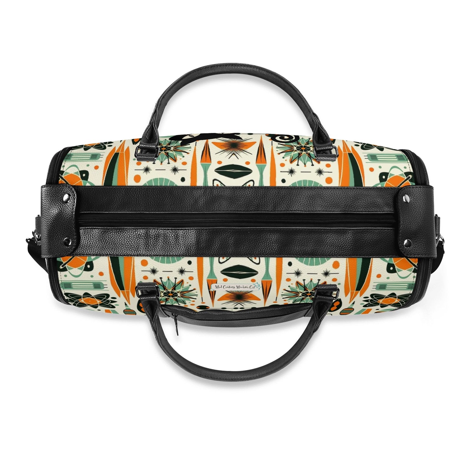 Atomic Space Cat, Mid Century Modern Space Age Duffle Bag Foldable Travel Bag - Mid Century Modern Gal
