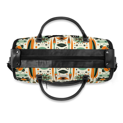 Atomic Space Cat, Mid Century Modern Space Age Duffle Bag Foldable Travel Bag - Mid Century Modern Gal
