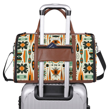 Atomic Space Cat, Mid Century Modern Space Age Duffle Bag Foldable Travel Bag - Mid Century Modern Gal