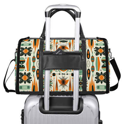 Atomic Space Cat, Mid Century Modern Space Age Duffle Bag Foldable Travel Bag - Mid Century Modern Gal