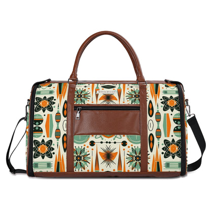 Atomic Space Cat, Mid Century Modern Space Age Duffle Bag Foldable Travel Bag - Mid Century Modern Gal