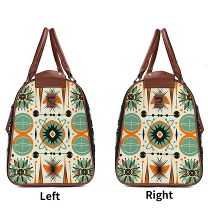 Atomic Space Cat, Mid Century Modern Space Age Duffle Bag Foldable Travel Bag - Mid Century Modern Gal