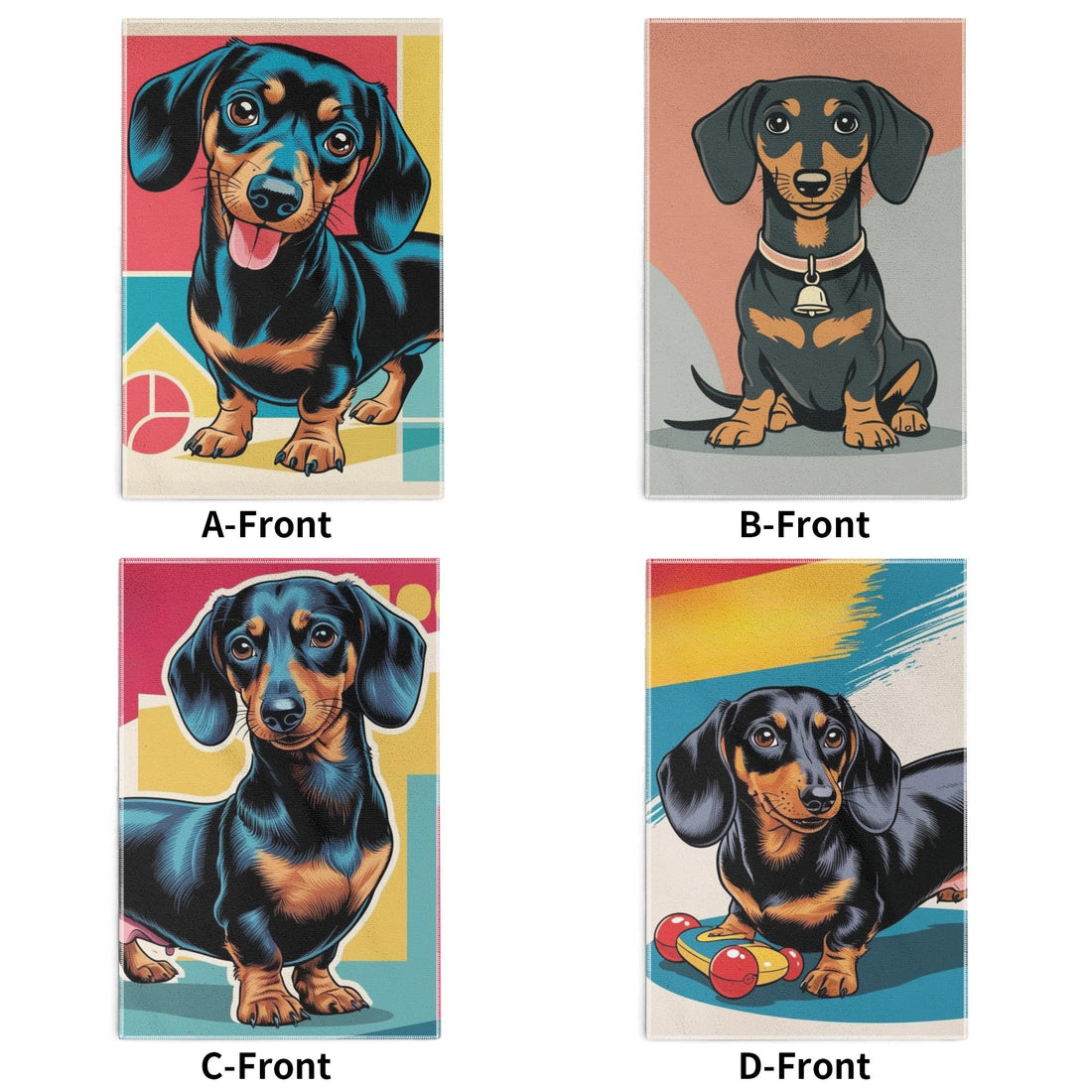 Dachshund Weiner Dog,  Retro Doxie Lover, Kitchen Bath Hand Towels - Mid Century Modern Gal