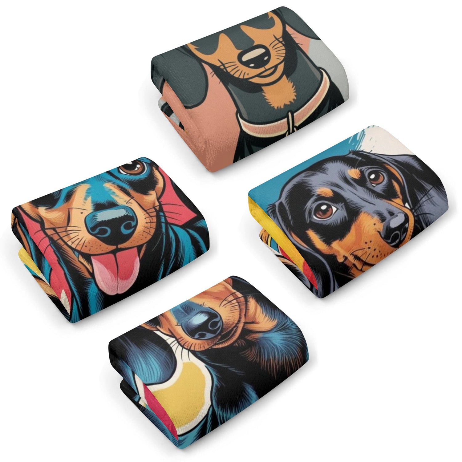 Dachshund Weiner Dog,  Retro Doxie Lover, Kitchen Bath Hand Towels - Mid Century Modern Gal