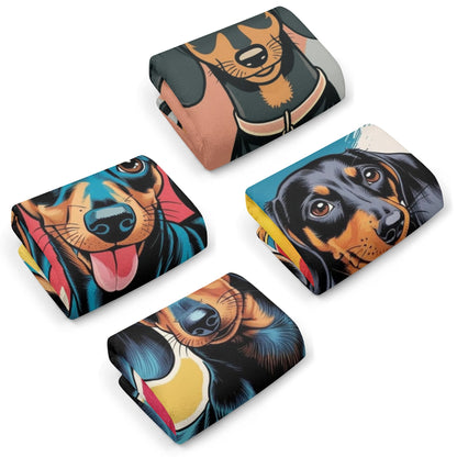 Dachshund Weiner Dog,  Retro Doxie Lover, Kitchen Bath Hand Towels - Mid Century Modern Gal