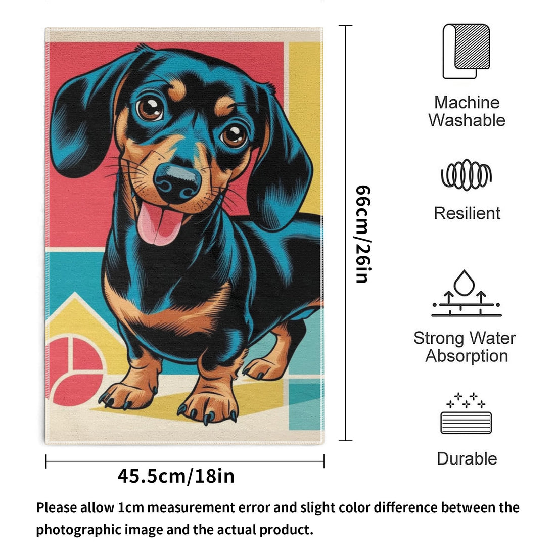 Dachshund Weiner Dog,  Retro Doxie Lover, Kitchen Bath Hand Towels - Mid Century Modern Gal