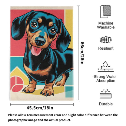 Dachshund Weiner Dog,  Retro Doxie Lover, Kitchen Bath Hand Towels - Mid Century Modern Gal