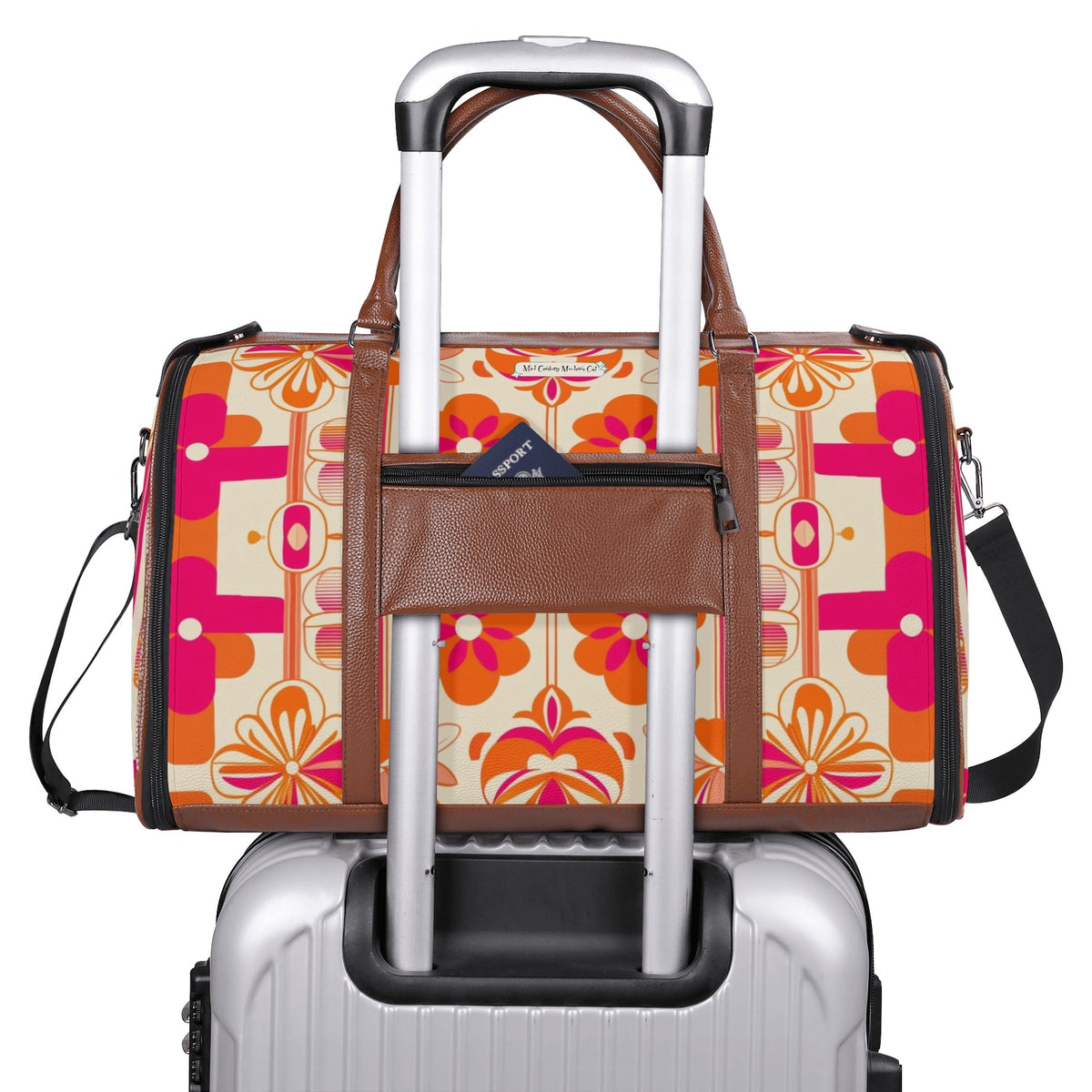 Mid Mod Travel Trifold Bag, 50s Poodle, Hot Pink Orange Kitschy MCM Travel Vibes - Mid Century Modern Gal