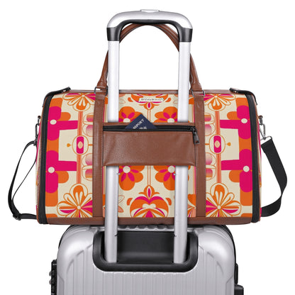Mid Mod Travel Trifold Bag, 50s Poodle, Hot Pink Orange Kitschy MCM Travel Vibes - Mid Century Modern Gal