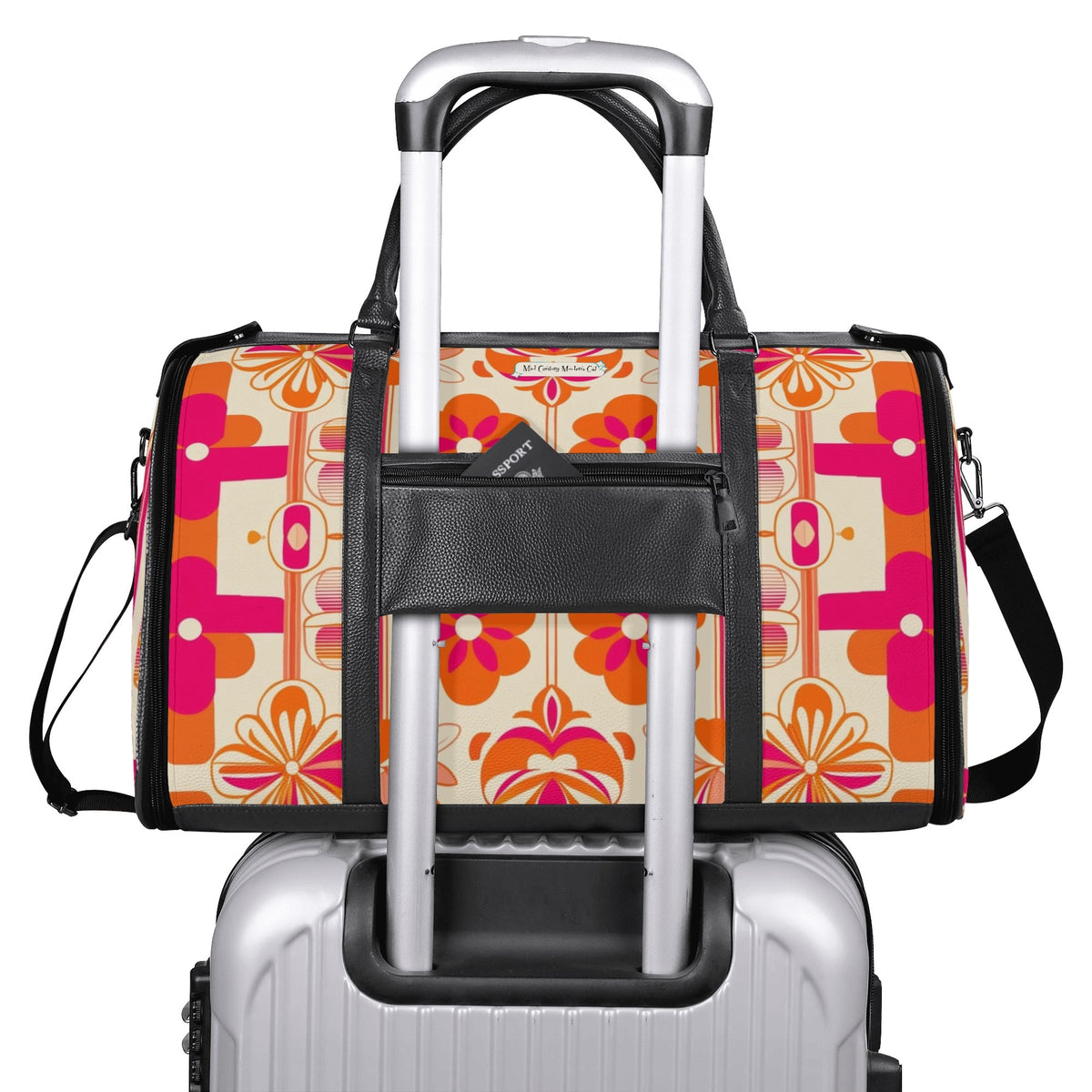 Mid Mod Travel Trifold Bag, 50s Poodle, Hot Pink Orange Kitschy MCM Travel Vibes - Mid Century Modern Gal