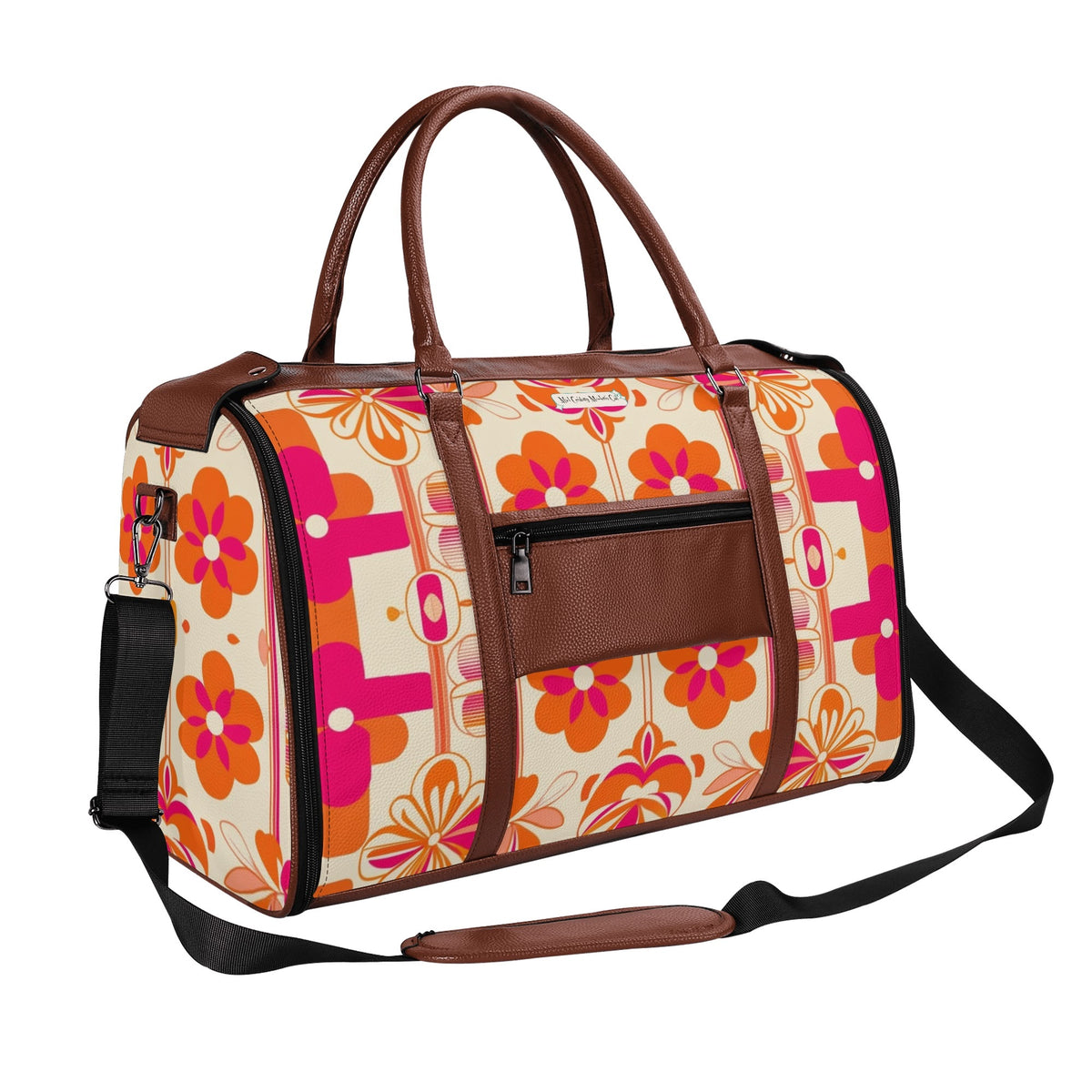 Mid Mod Travel Trifold Bag, 50s Poodle, Hot Pink Orange Kitschy MCM Travel Vibes - Mid Century Modern Gal