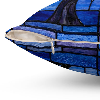 Halloween Stained Glass Inspired Night Sky Black Cat Pillow Cover and Insert - Mid Century Modern Gal