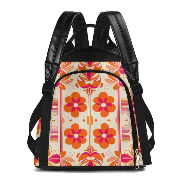 Atomic 50s Kitschy Poodle, Hot Pink Orange  Mid Mod  Travel Daypack Anti-theft Backpack