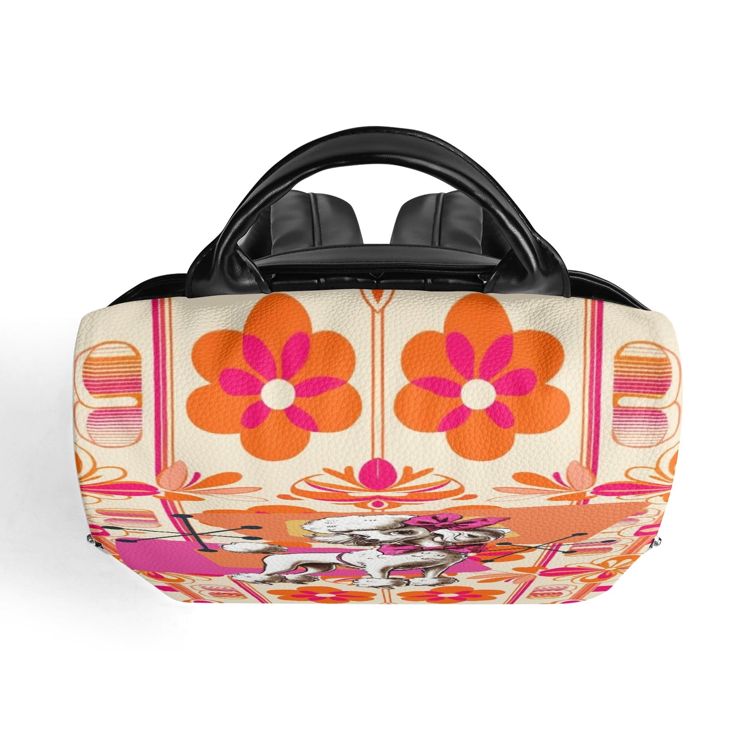 Atomic 50s Kitschy Poodle, Hot Pink Orange  Mid Mod  Travel Daypack Anti-theft Backpack - Mid Century Modern Gal