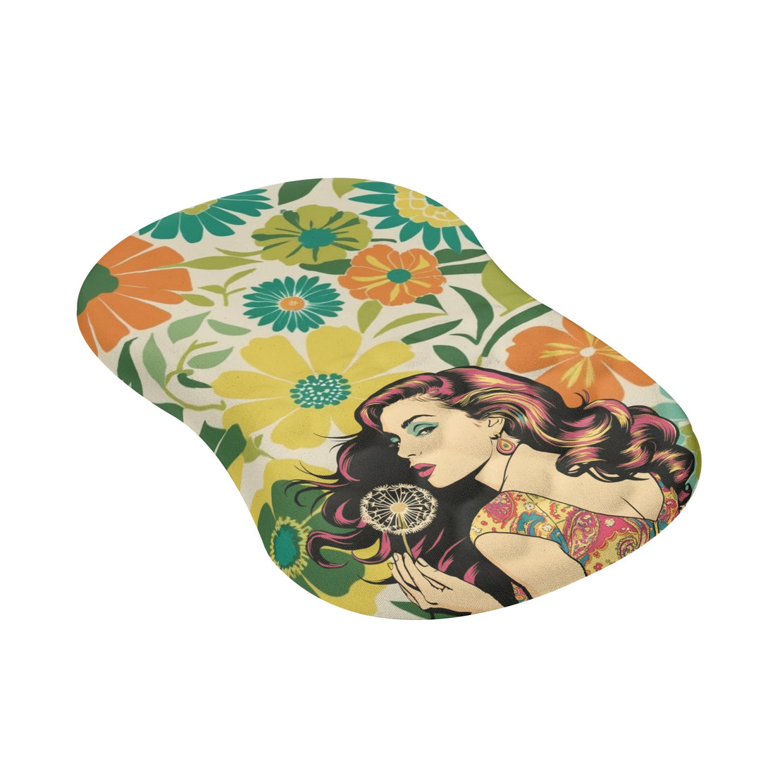 Retro Gal Flower Power 70s Groovy Comfortable Mouse Pad Wrist Support Wrist Rest for Office &amp; Home - Mid Century Modern Gal