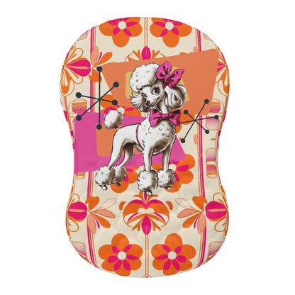 Mid Mod Kitschy Poodle, Hot Pink Orange, Retro MCM Floral Comfortable Mouse Pad Wrist Support Wrist Rest for Office &amp; Home - Mid Century Modern Gal