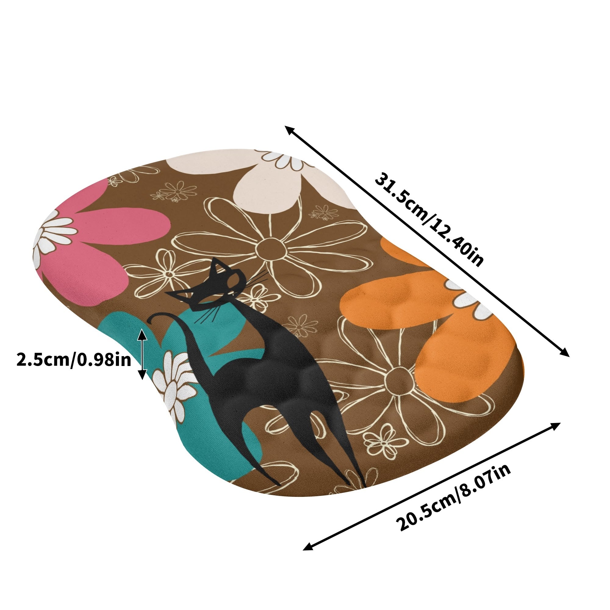 Retro 70s Flower Power Brown Orange Pink, Mid Mod Comfortable Mouse Pad Wrist Support Wrist Rest for Office &amp; Home - Mid Century Modern Gal