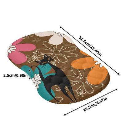 Retro 70s Flower Power Brown Orange Pink, Mid Mod Comfortable Mouse Pad Wrist Support Wrist Rest for Office &amp; Home - Mid Century Modern Gal