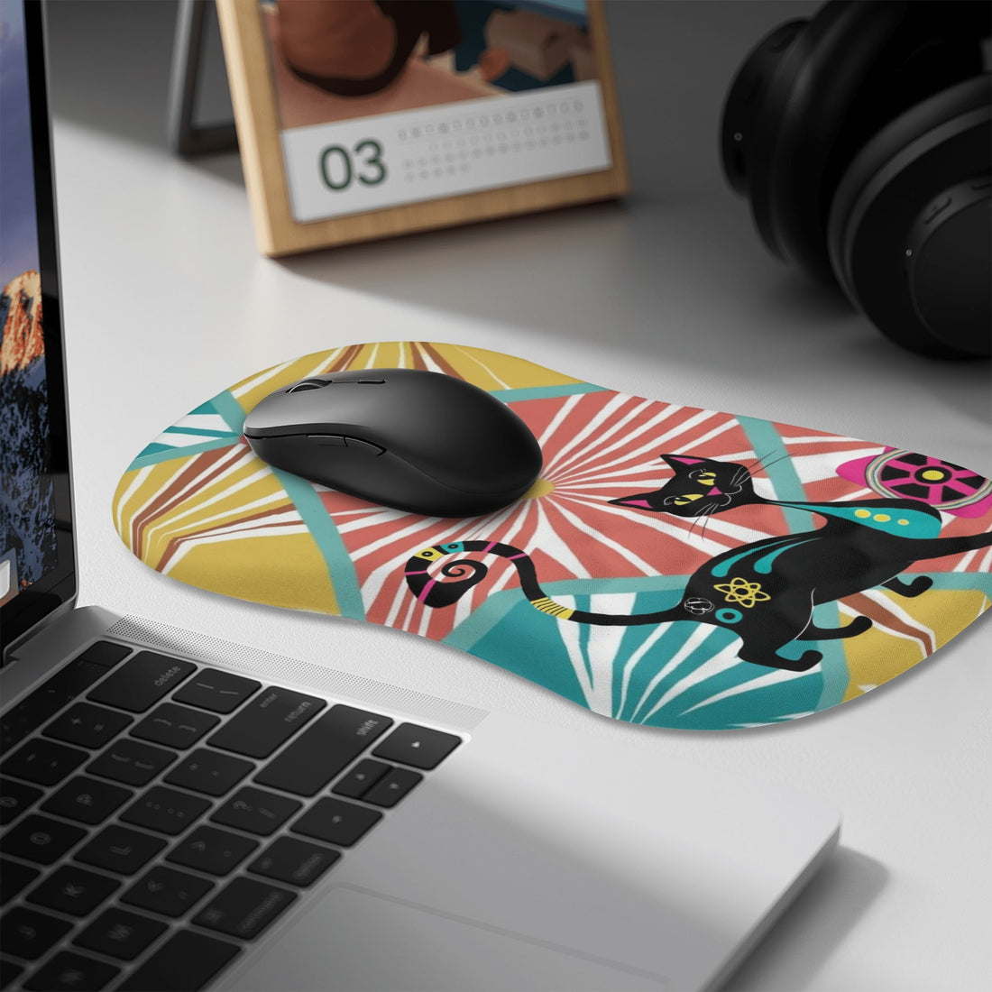 Atomic Cat Mid Mod Colorful Fun And Comfortable Mouse Pad Wrist Support Wrist Rest for Office &amp; Home - Mid Century Modern Gal