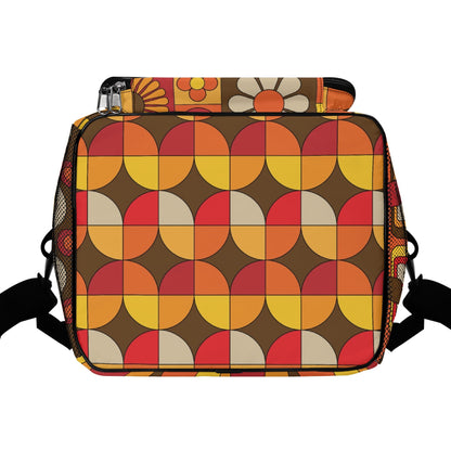 Retro Hipster Mid Mod Flower Power Brown Orange Yellow Groovy Mod 70s Designed, Mod Beach, Pool Cooler Bag - Mid Century Modern Gal