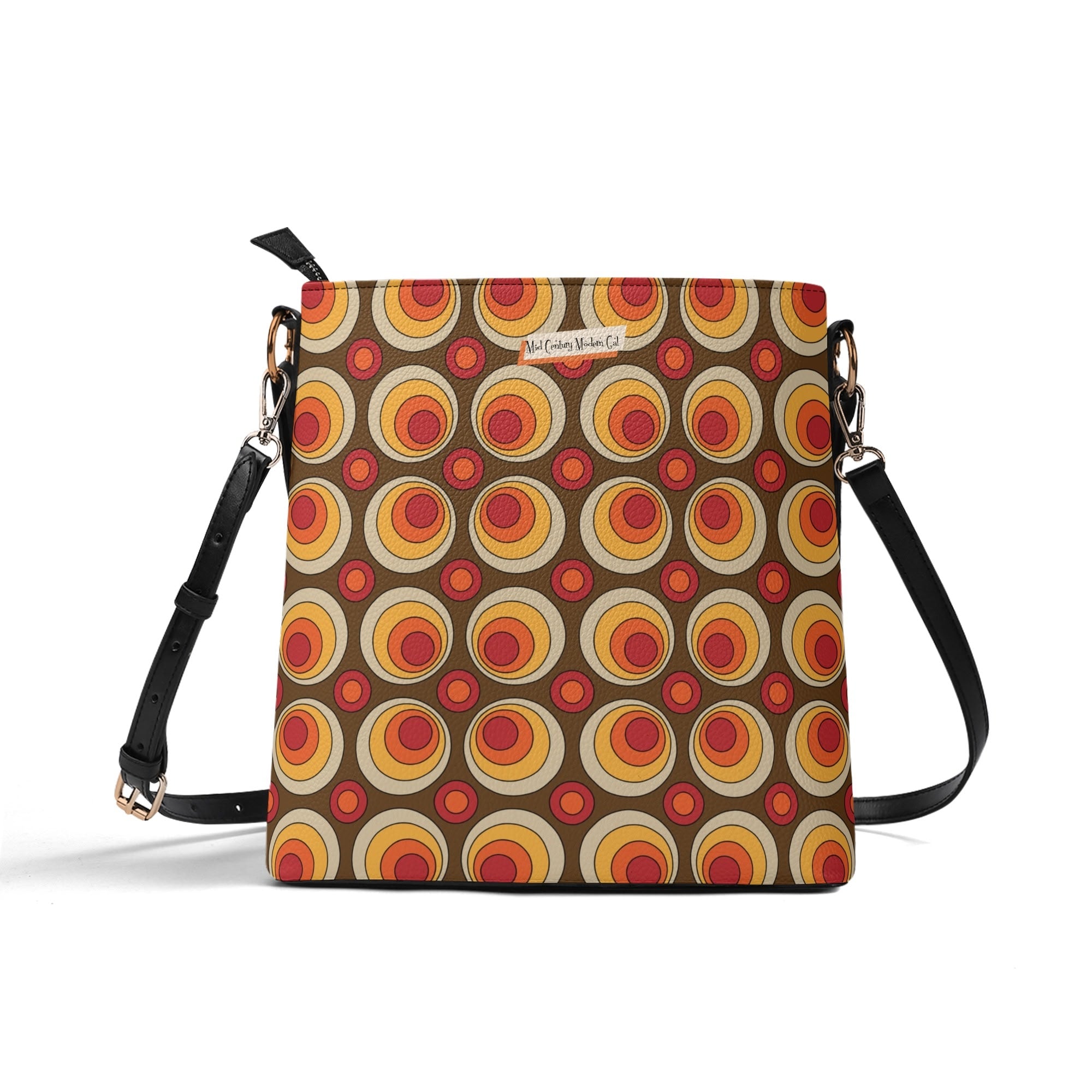 Retro Summer Vibes, Mid Mod Floral Funky Fun Boho Bucket Bag - Mid Century Modern Gal