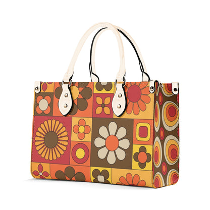 Retro 70s Summer Vibes Flower Power Hipster Funky Fun Handbag, Shoulder Bag - Mid Century Modern Gal