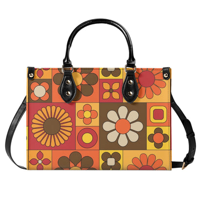 Retro 70s Summer Vibes Flower Power Hipster Funky Fun Handbag, Shoulder Bag - Mid Century Modern Gal