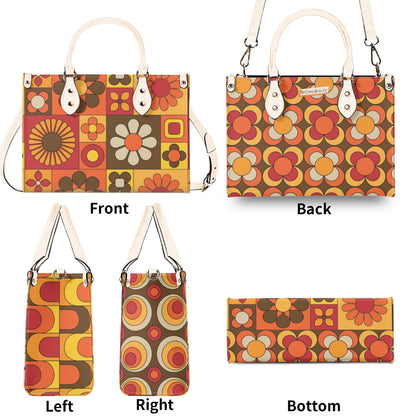 Retro 70s Summer Vibes Flower Power Hipster Funky Fun Handbag, Shoulder Bag - Mid Century Modern Gal