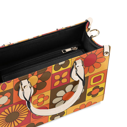 Retro 70s Summer Vibes Flower Power Hipster Funky Fun Handbag, Shoulder Bag - Mid Century Modern Gal