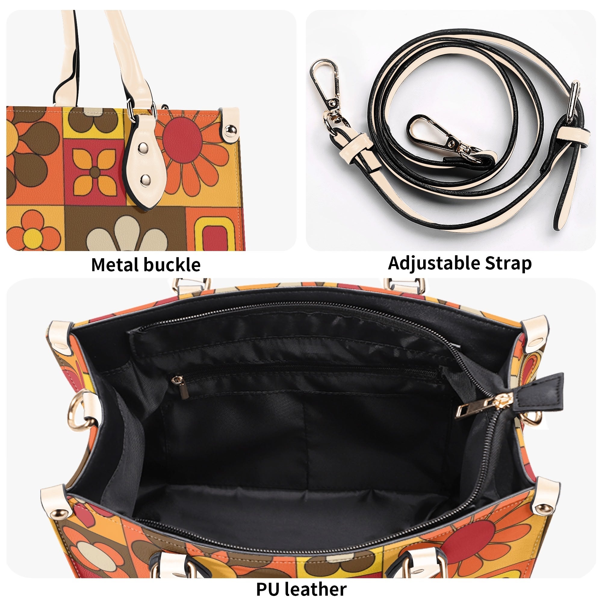 Retro 70s Summer Vibes Flower Power Hipster Funky Fun Handbag