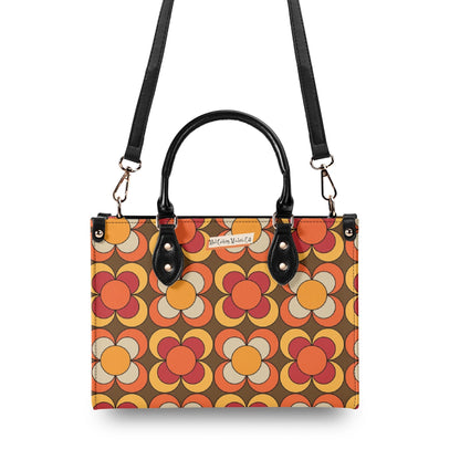 Retro 70s Summer Vibes Flower Power Hipster Funky Fun Handbag, Shoulder Bag - Mid Century Modern Gal