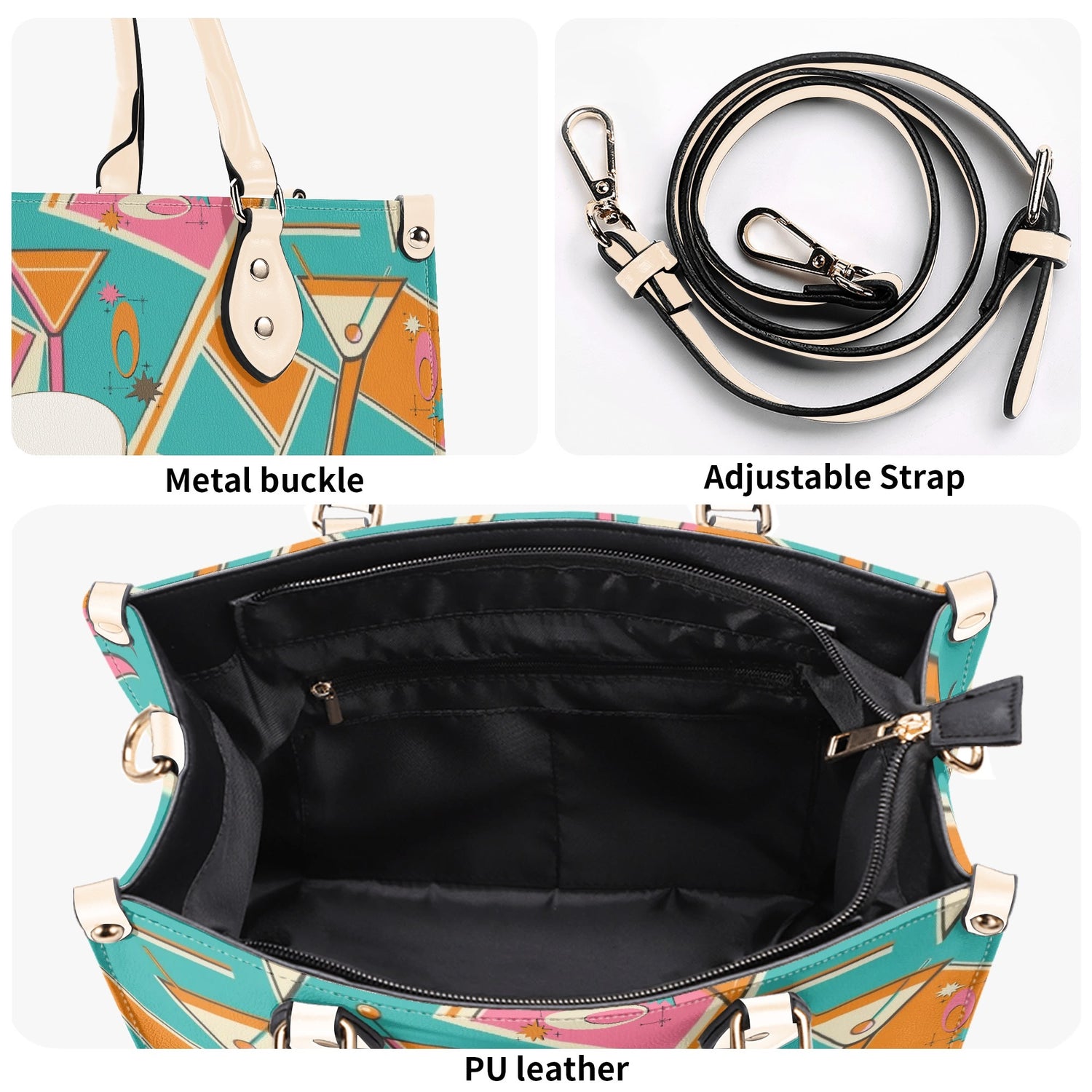 Mid Century Modern Gal Signature Cocktail Bag, Atomic Cat, Atomic Kitschy Handbag, Shoulder Bag - Mid Century Modern Gal