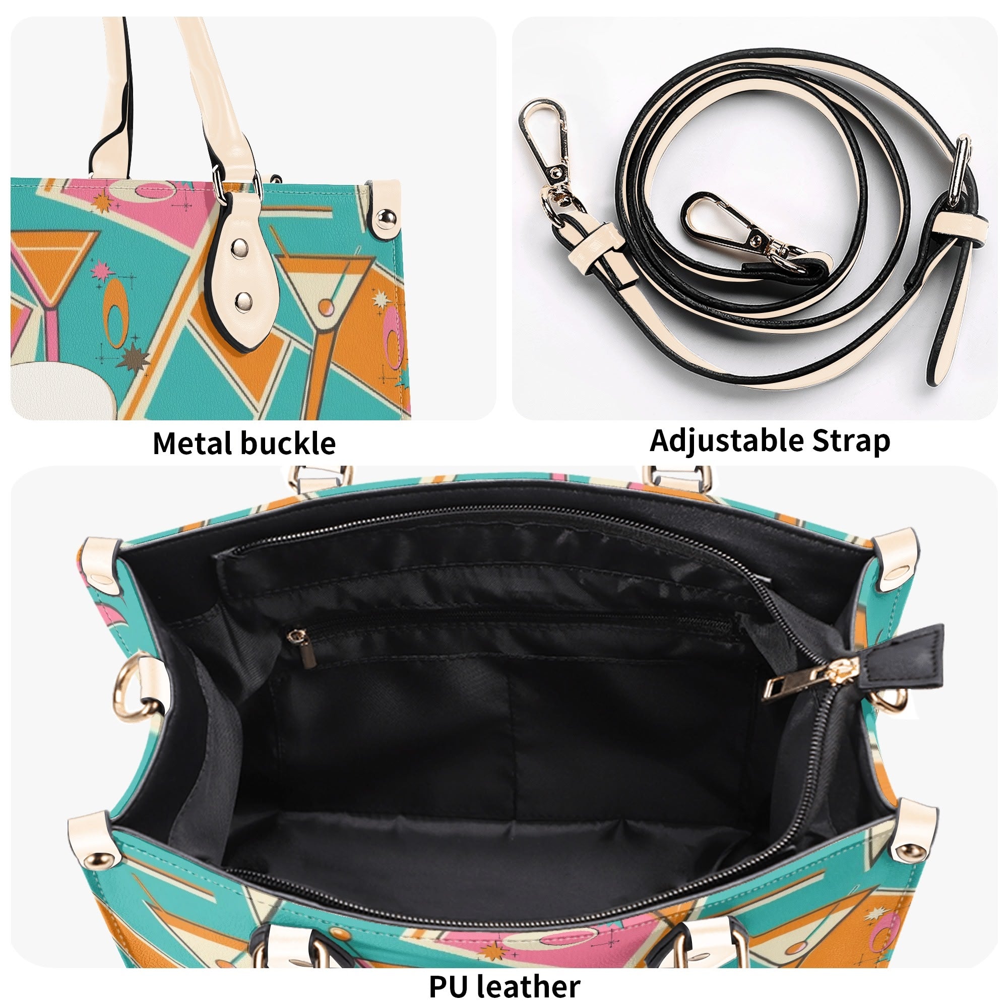 Mid Century Modern Gal Signature Cocktail Bag, Atomic Cat, Atomic Kitschy Handbag, Shoulder Bag - Mid Century Modern Gal