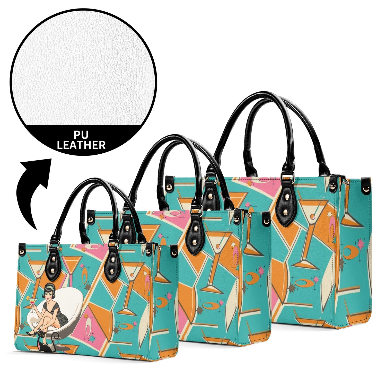 Mid Century Modern Gal Signature Cocktail Bag, Atomic Cat, Atomic Kitschy Handbag, Shoulder Bag - Mid Century Modern Gal